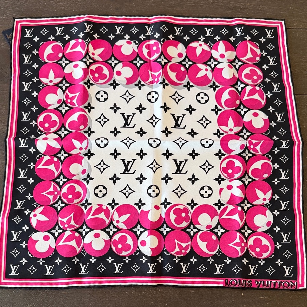 Louis Vuitton Pink and Black Scarf